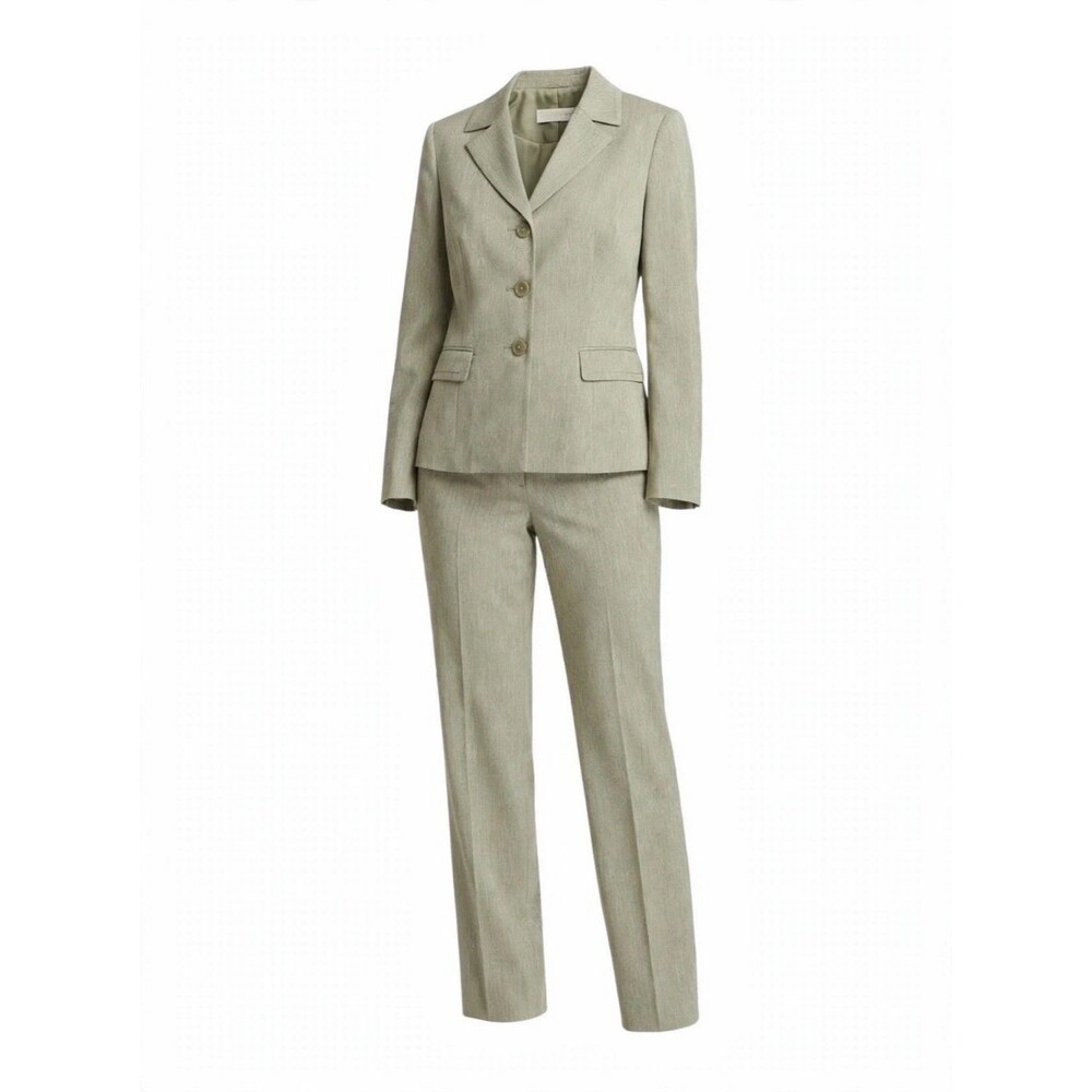 KASPER Petite 14P Sage Green Pant Suit Work Business Office Formal